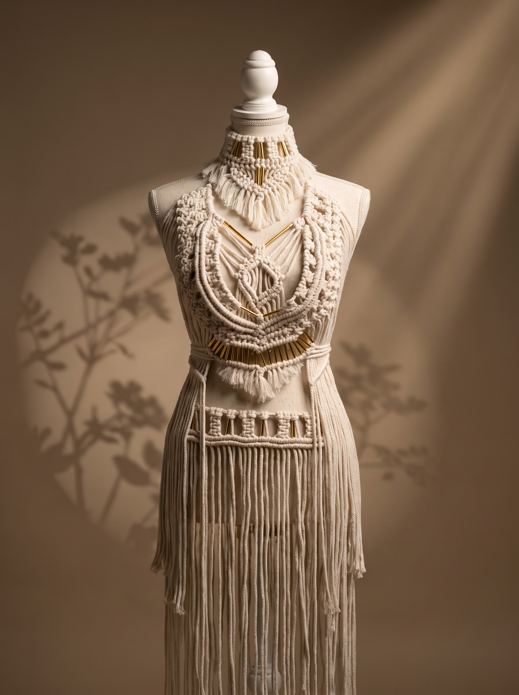3 piece White handmade macrame Coverup / festival outfit