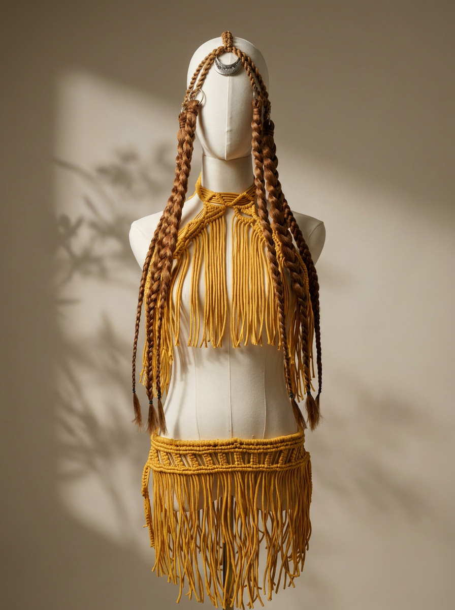 2 piece Yellow handmade macrame Coverup / festival outfit