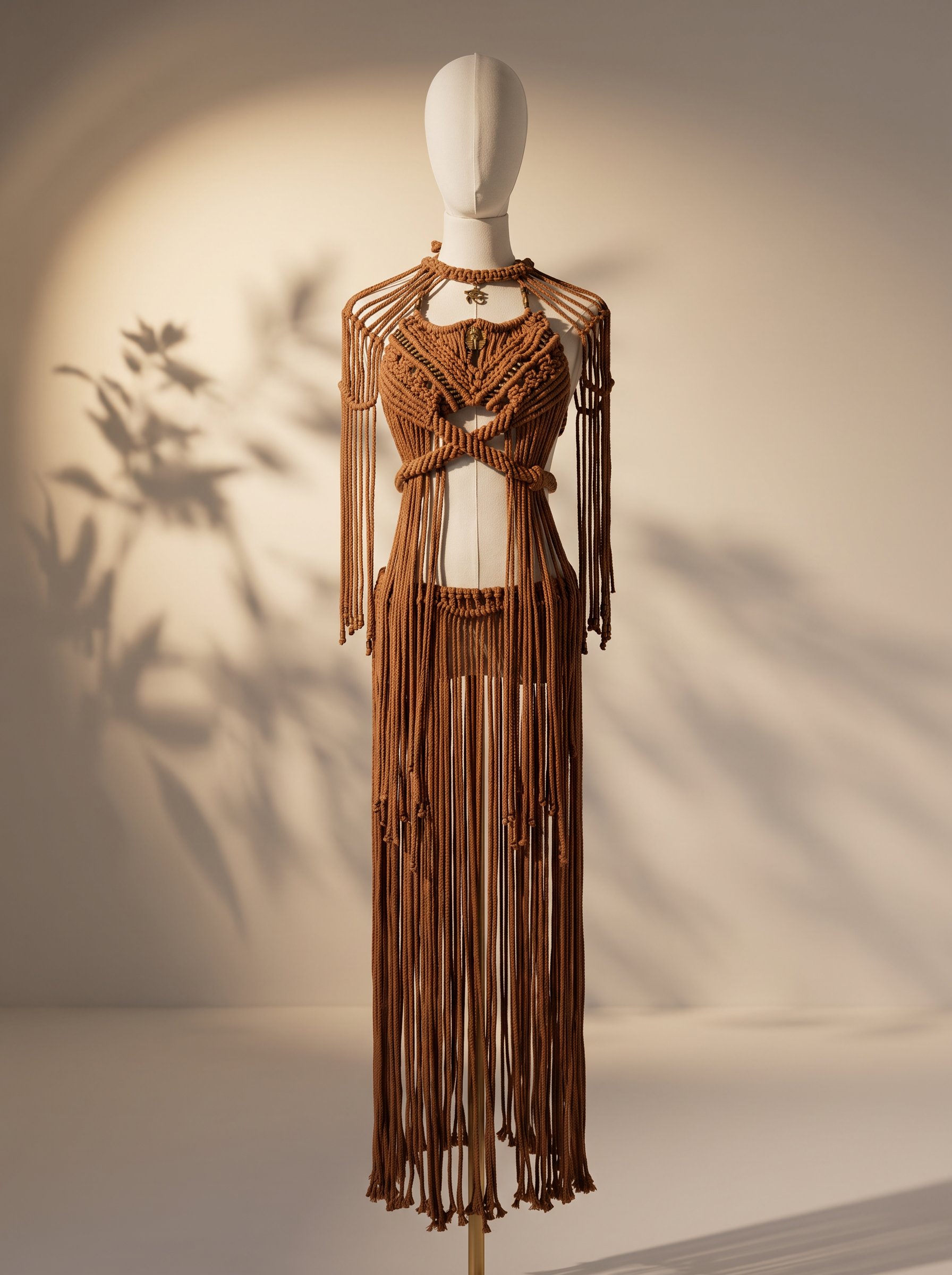 3 piece Brown handmade Macrame Outfit