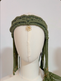 Handmade Macrame headpiece in green cotton