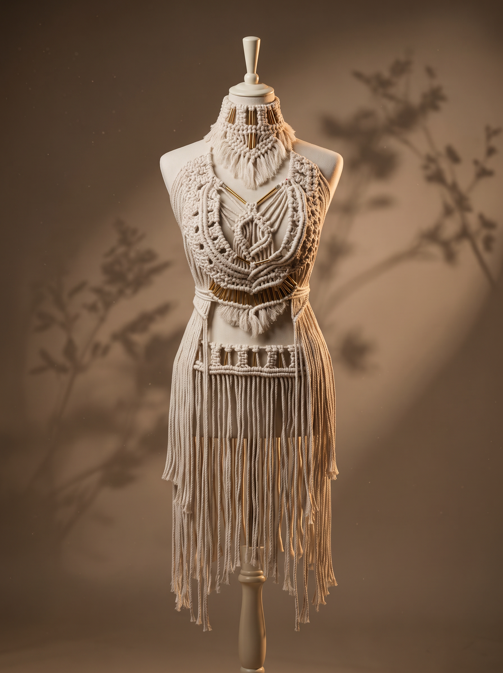 3 piece White handmade macrame Coverup / festival outfit