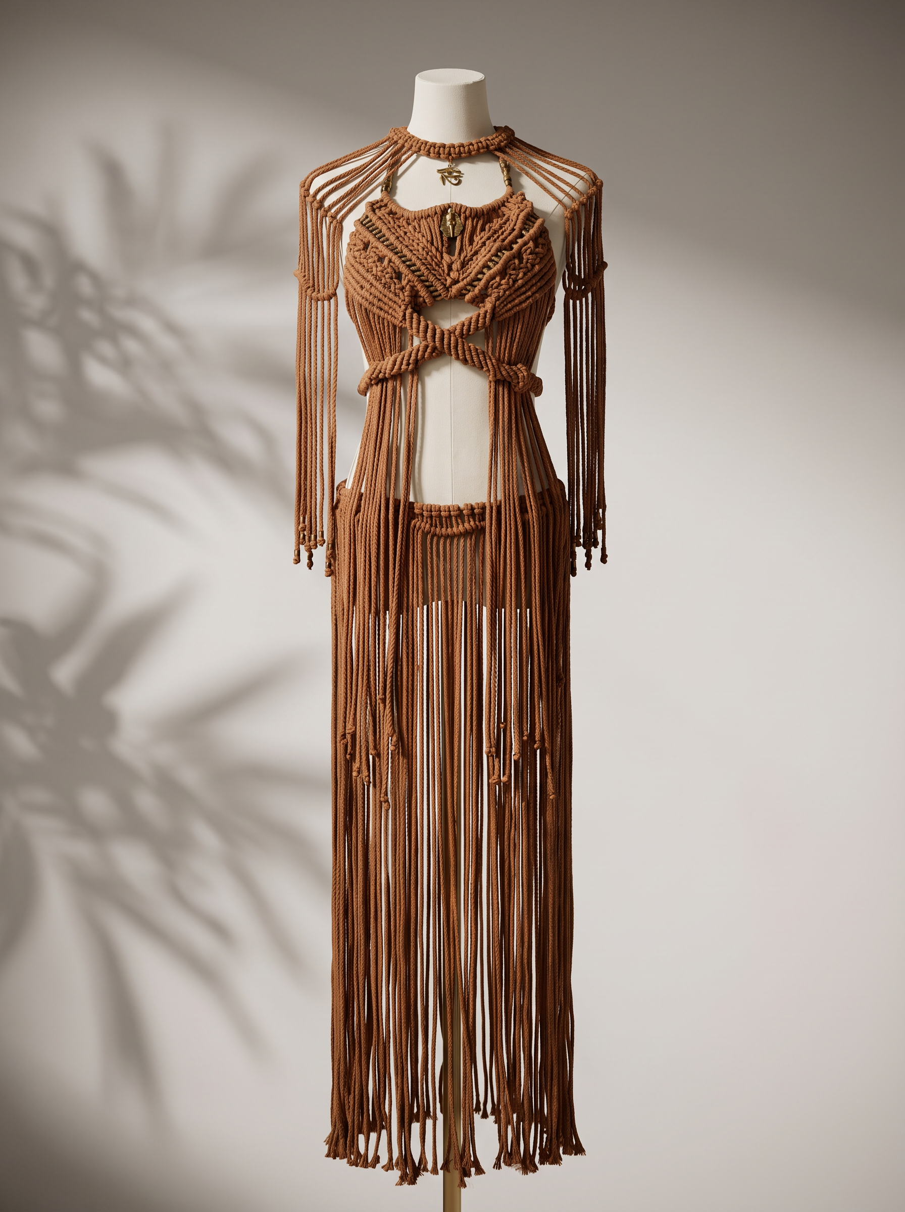 3 piece Brown handmade Macrame Outfit