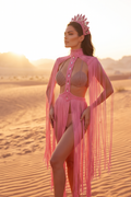 3 piece Pink handmade Macrame Festival outfit