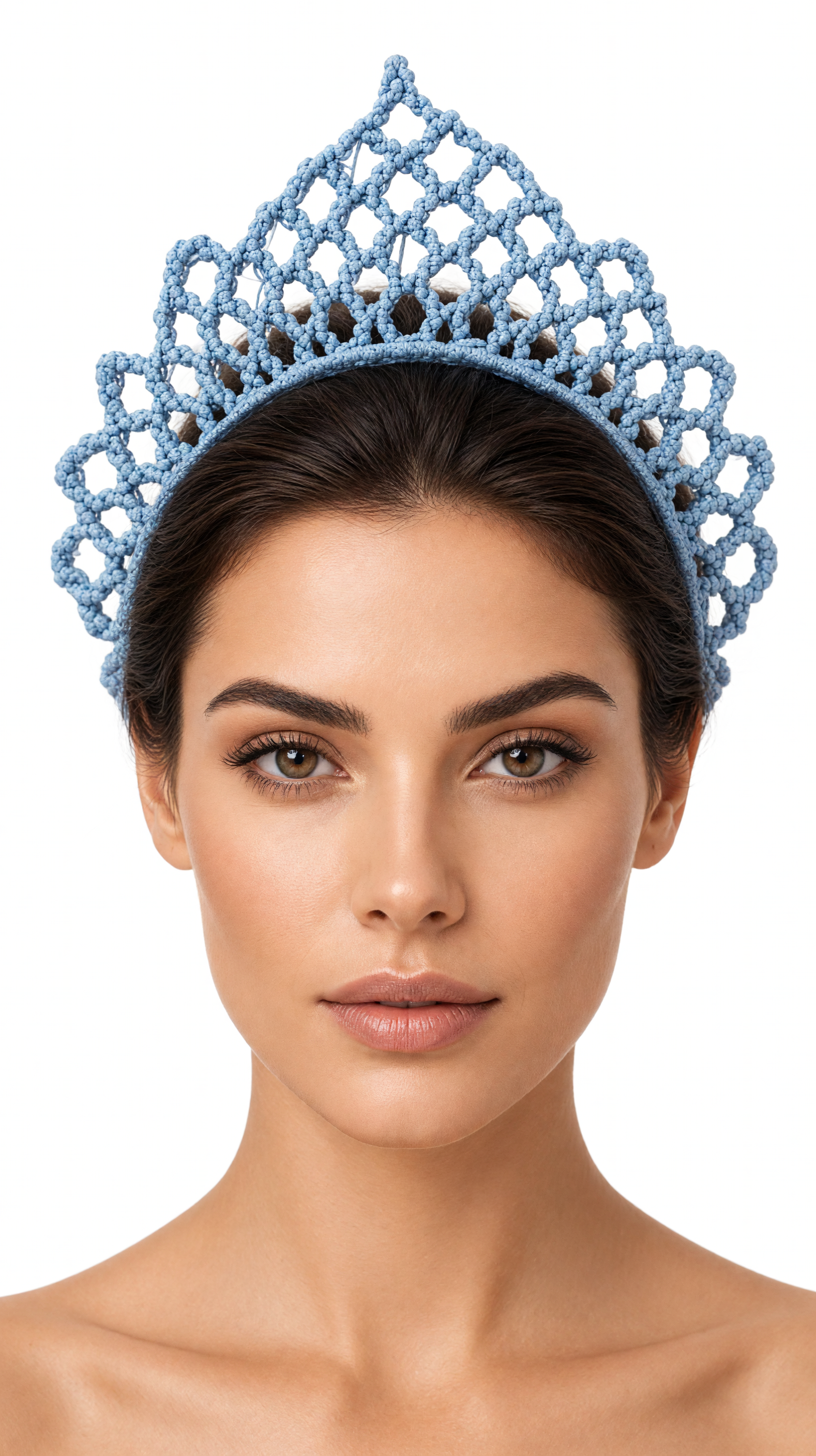 Handmade Macrame Tiara Blue