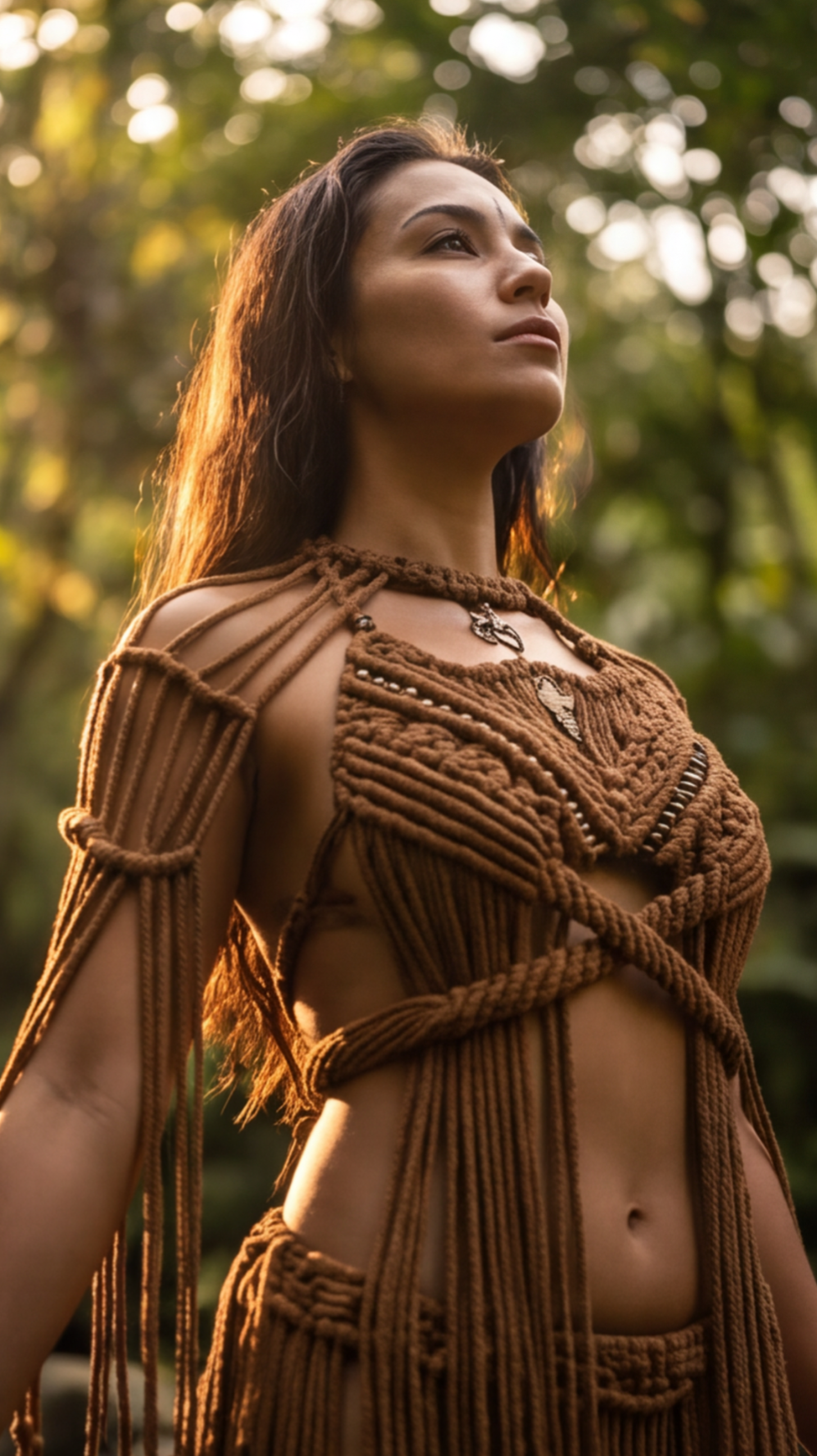 3 piece Brown handmade Macrame Outfit