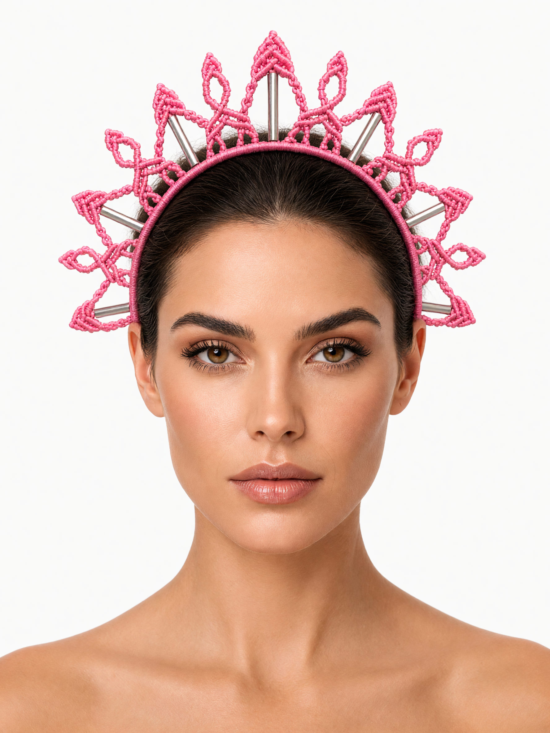 Handmade Macrame Tiara in Pink