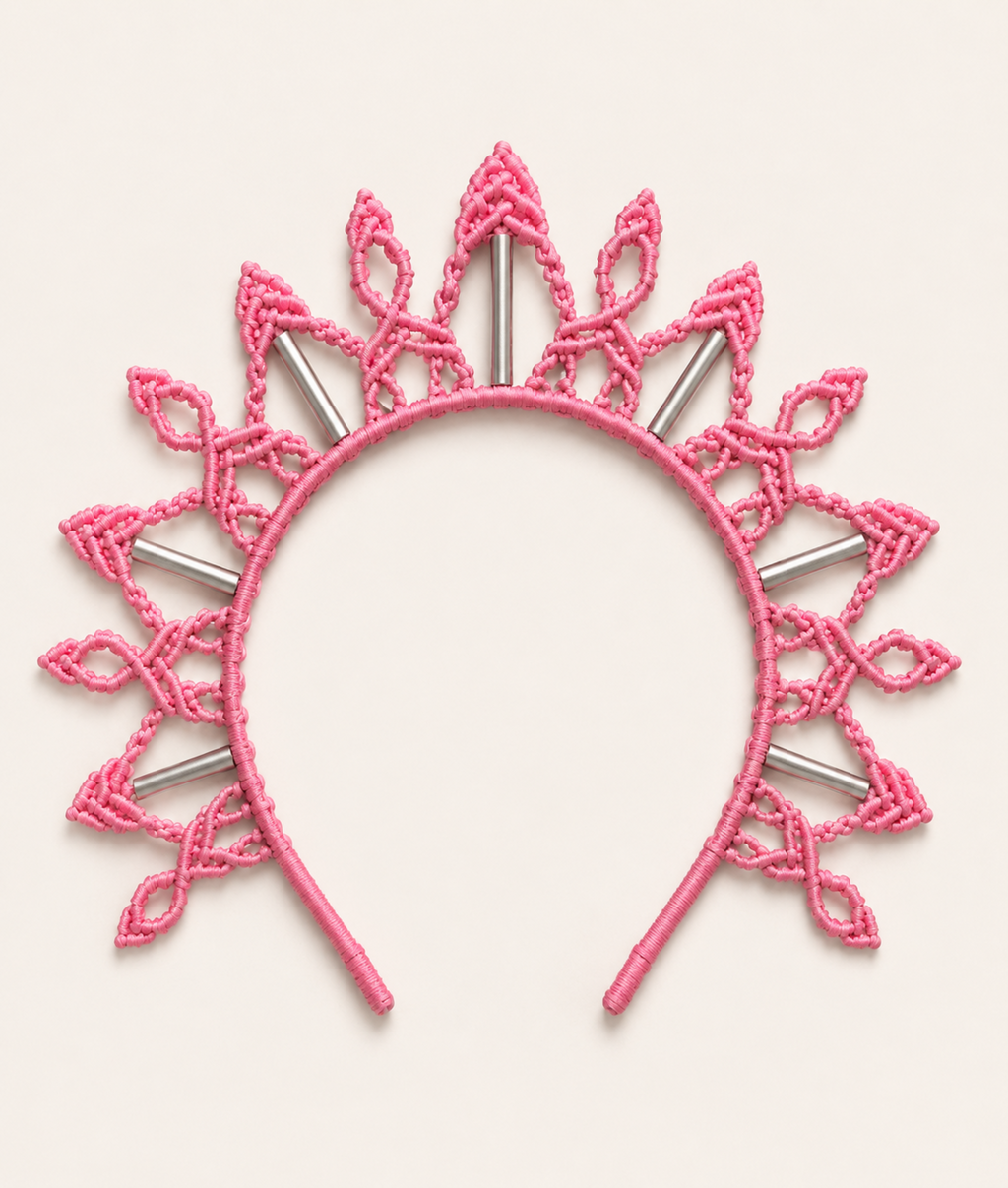 Handmade Macrame Tiara in Pink
