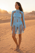 Light Blue handmade Cotton Macrame dress