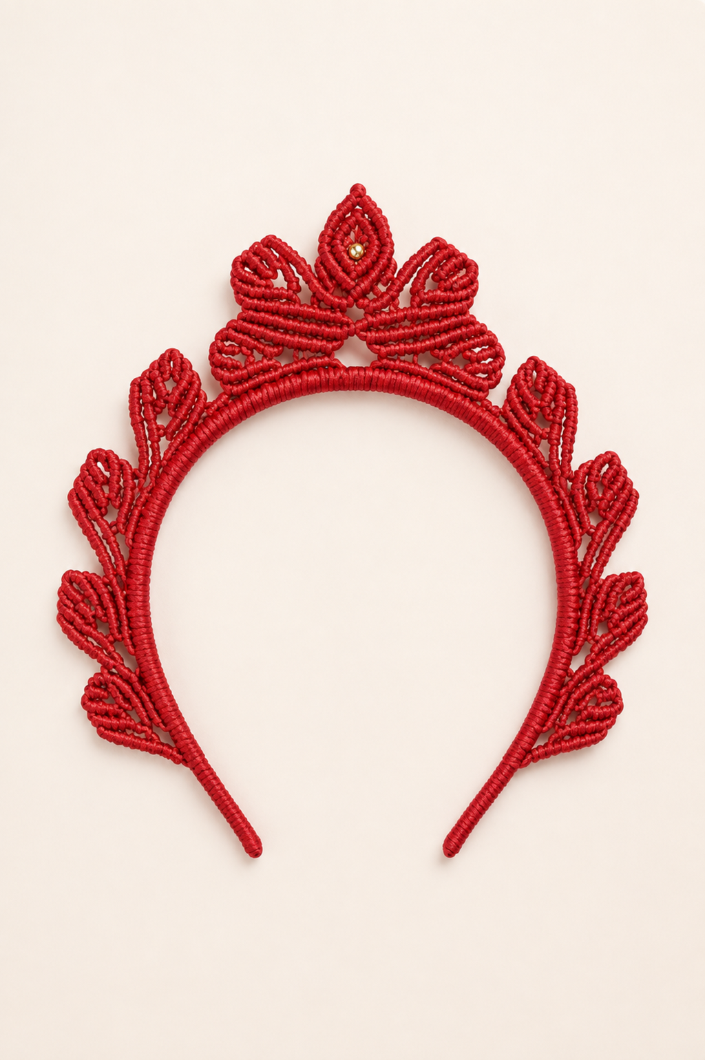 Handmade Macrame Tiara Red