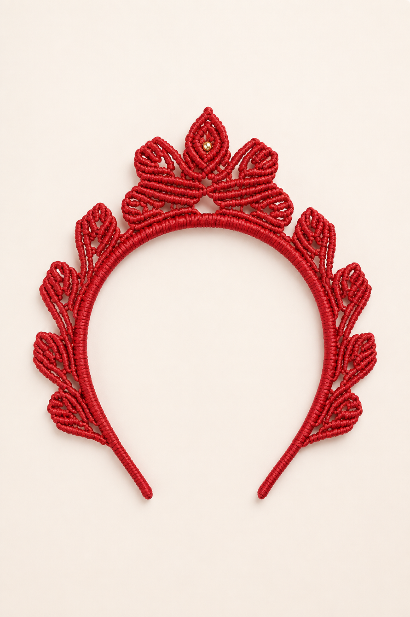 Handmade Macrame Tiara Red