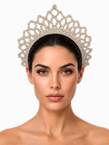Handmade Macrame Tiara Glittery Broken White