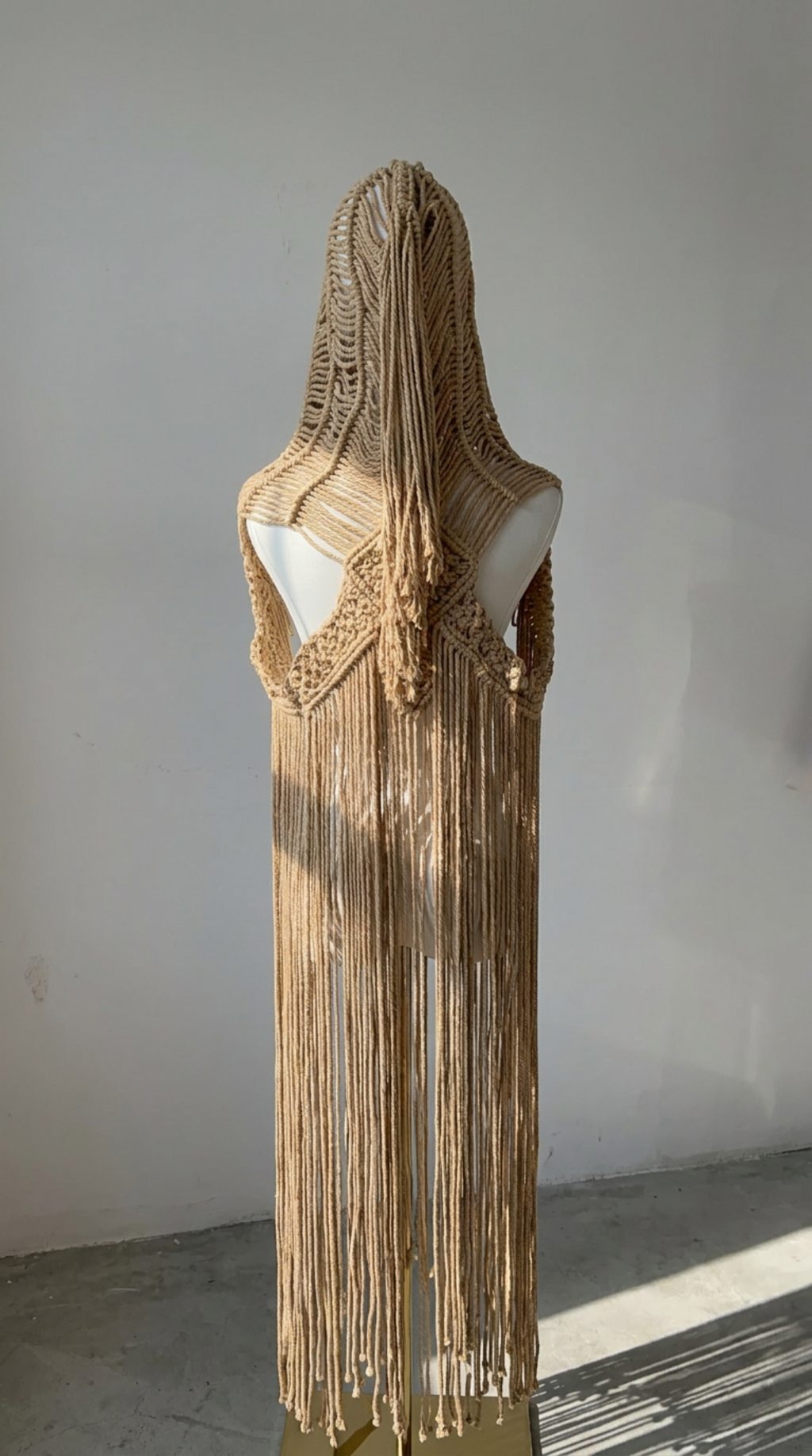 3 piece Beige handmade Cotton Macrame Festival outfit