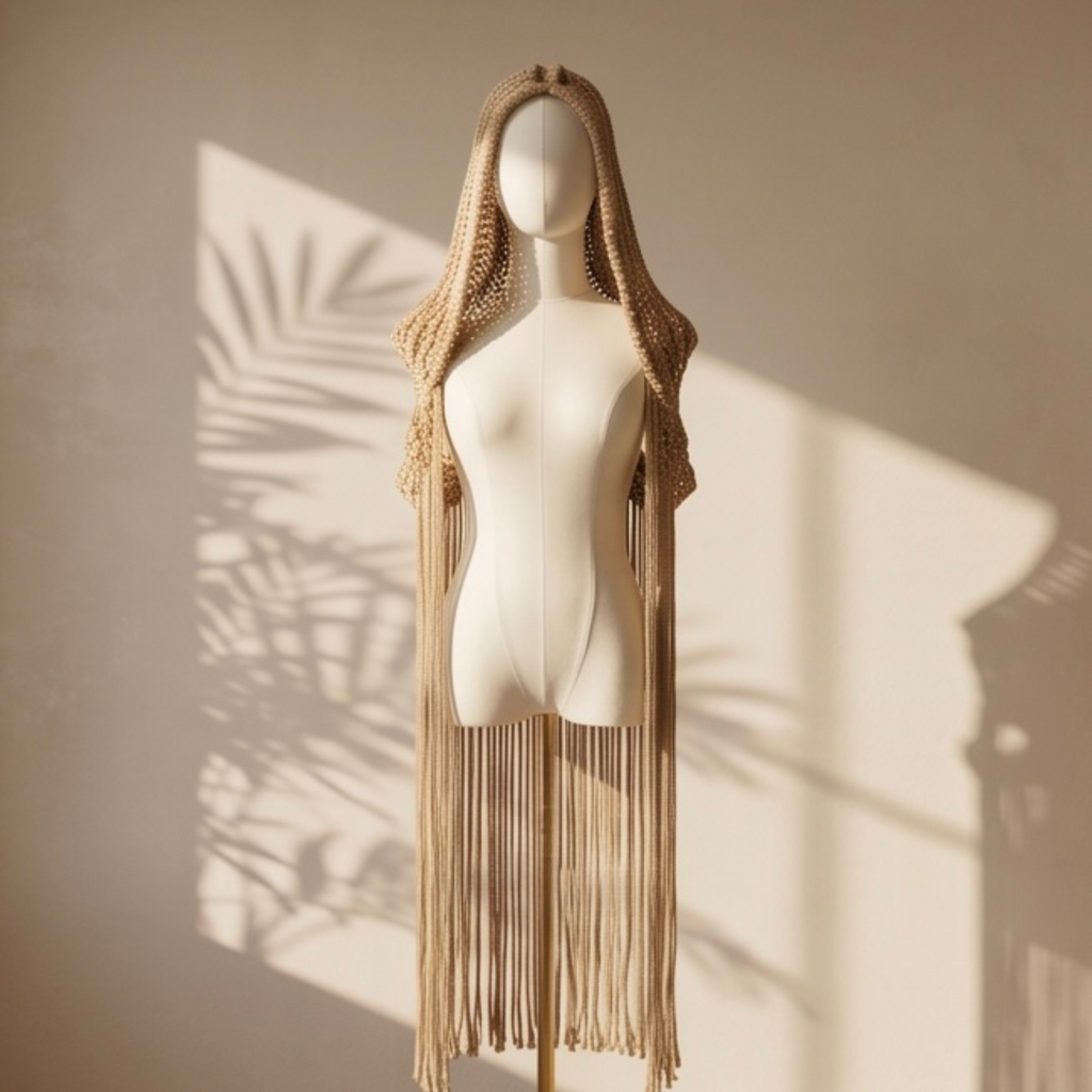 3 piece Beige handmade Cotton Macrame Festival outfit