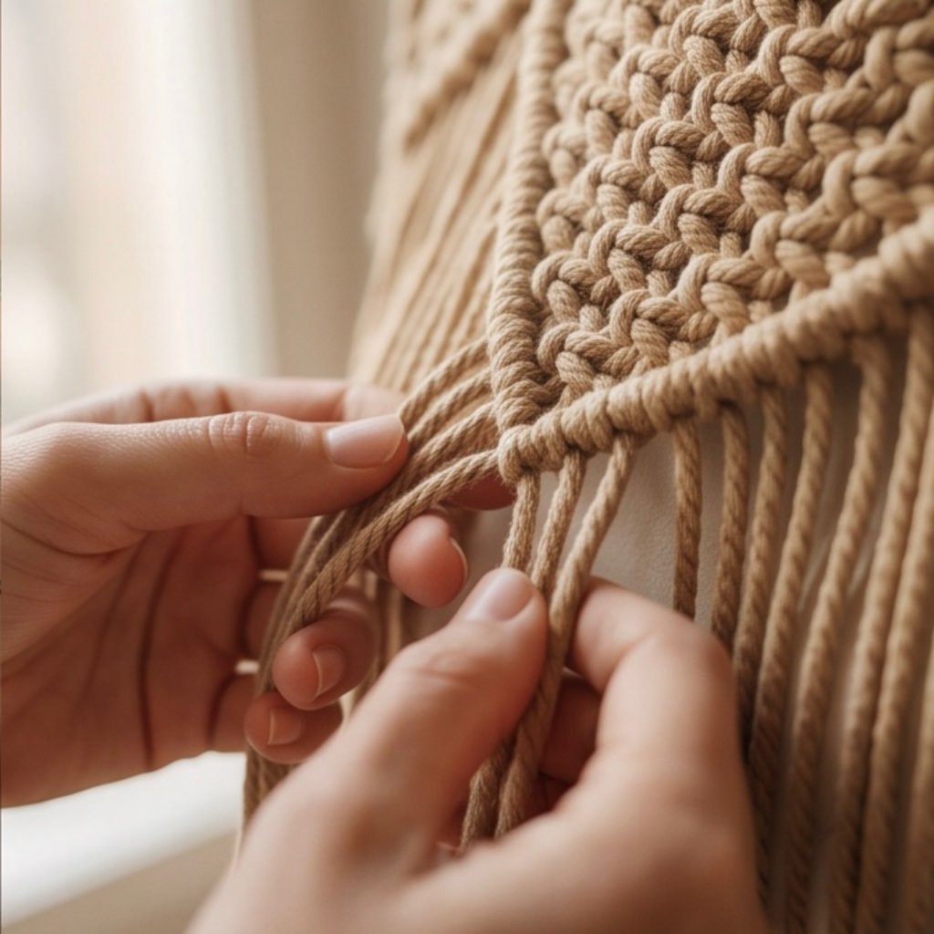 3 piece Beige handmade Cotton Macrame Festival outfit
