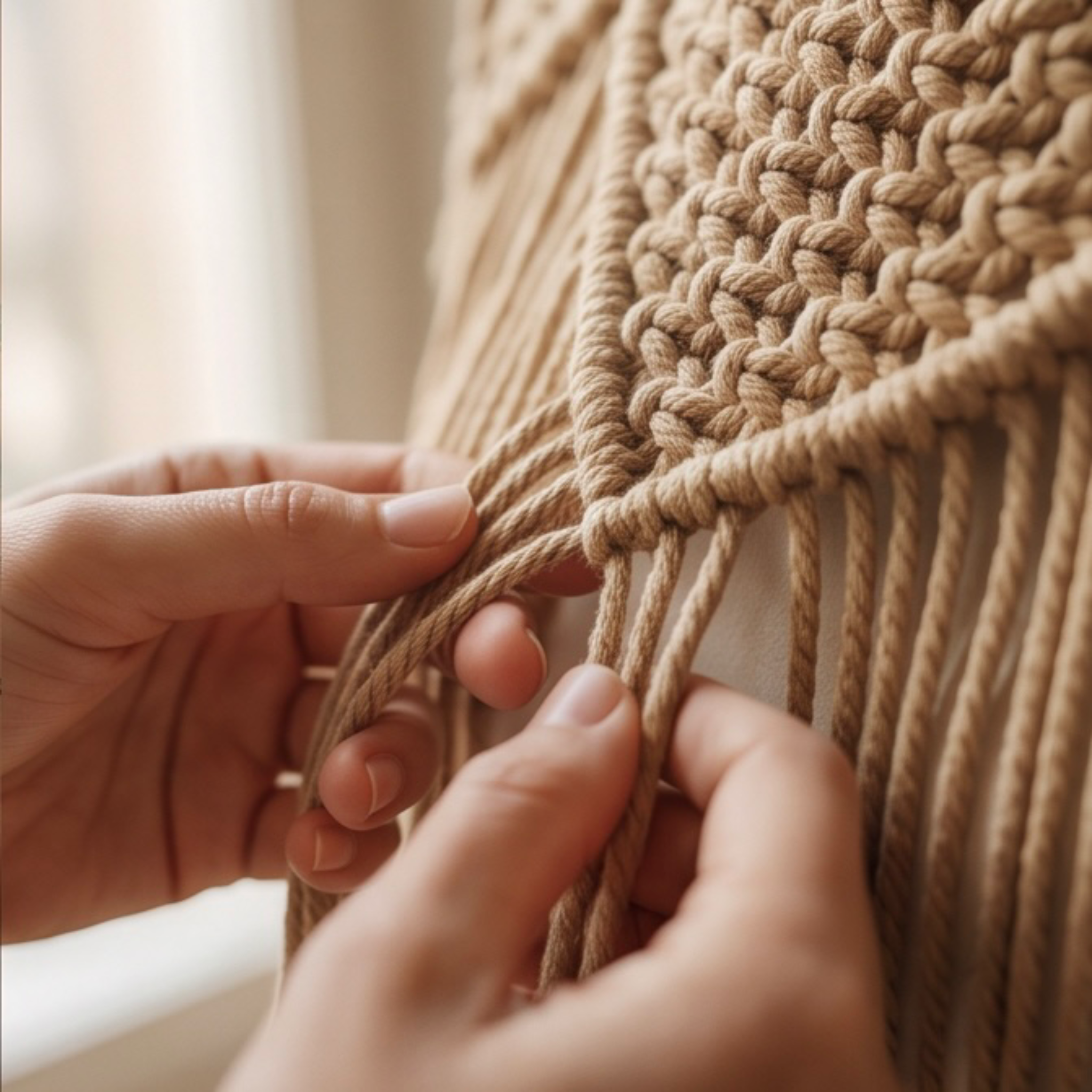 3 piece Beige handmade Cotton Macrame Festival outfit
