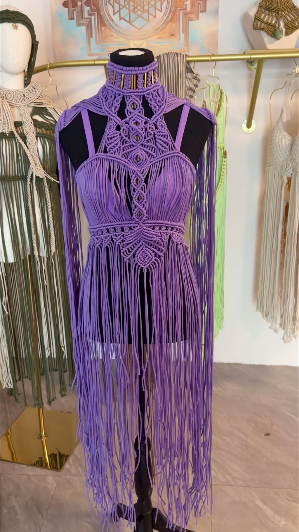 1 piece Purple handmade macrame Coverup / festival outfit