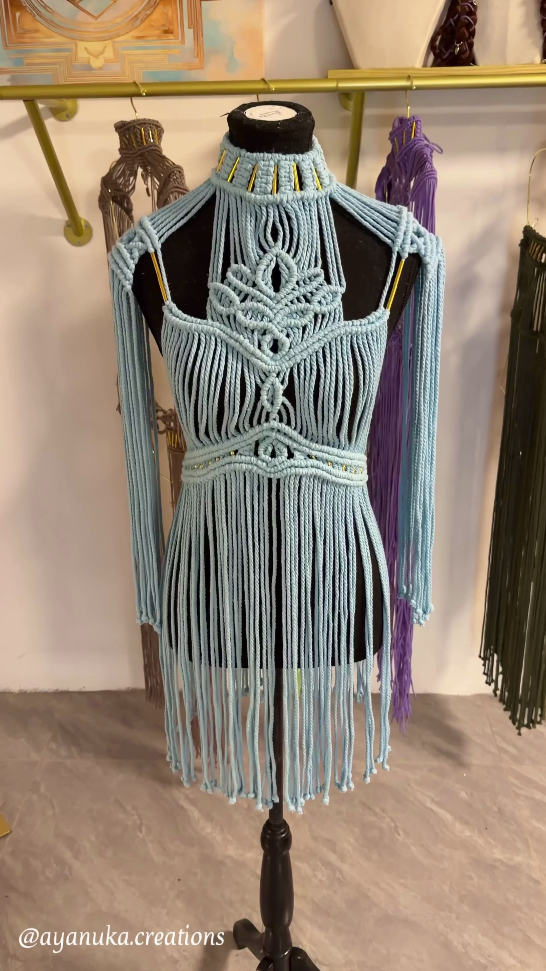 Light Blue handmade Cotton Macrame dress